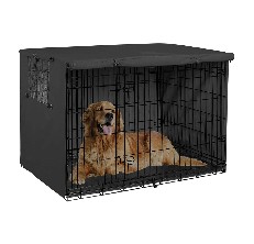 breathable mesh window Double Door Polyester Dog Cloth Crate Cover Dustproof Pet Kennel Crate Cover Can Ventilated Dog Crate Cover Double Door Dog cage with Smooth Zipper S: 25x19x20 inch, 05 