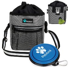 Easily Carries Kibble and Rewards Pet Bait Bag Fanny Pack with Poop Bag Dispenser manzia Small Dog Treat Pouch for Training 
